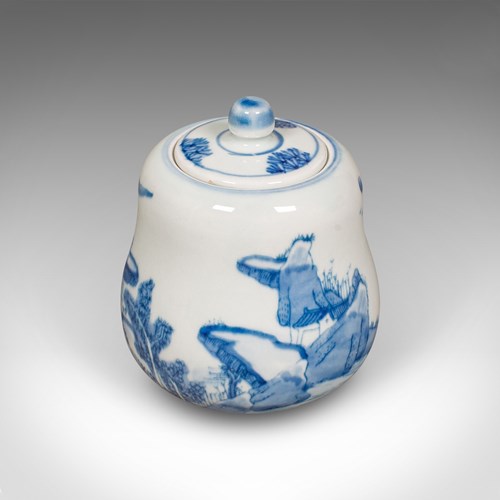 Small Antique Chaire Pot, Oriental, Ceramic Tea Caddy, Canister, Victorian, 1900