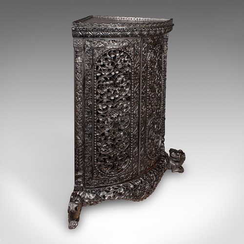 Antique Veranda Gin Cabinet, Ceylon, Teak, Corner Cupboard, Victorian, C.1880