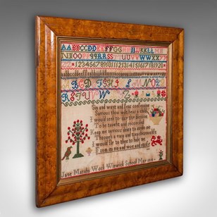 Antique Needlepoint Sampler, Englis...