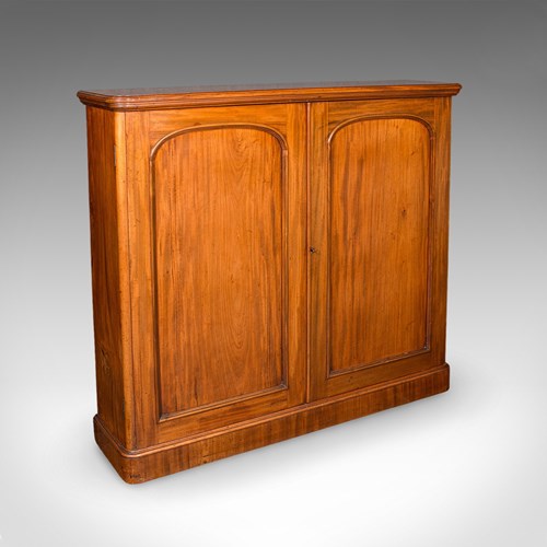 Large Antique Captain's Bookcase, English, Enclosed Book Cabinet, Late Victorian