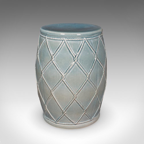 Vintage Planter Base, Chinese, Ceramic, Jardiniere Stand, Garden Seat, Maritime