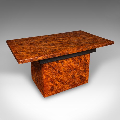 Vintage Marquetry Coffee Table, English Burr Yew, Art Deco, Modern, Circa 1940