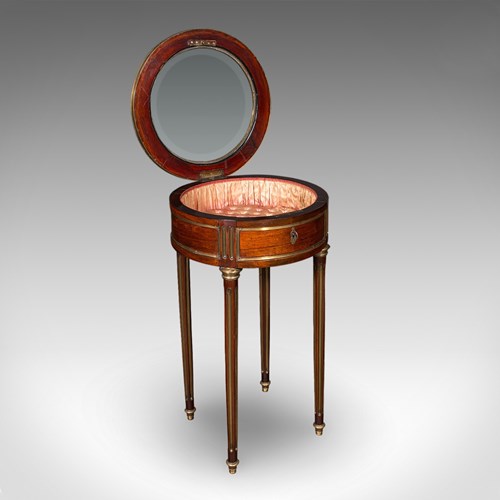 Antique Bijouterie Table, French Kingwood, Brass Glazed Vitrine, Victorian, 1870