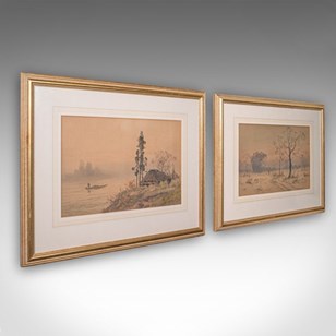 Pair Of Vintage Landscape Paintings...