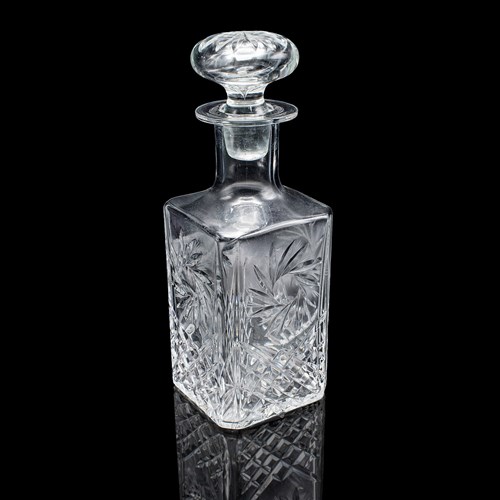 Vintage Whiskey Decanter, English, Cut Glass, Scotch, Brandy, Spirits, C.1975