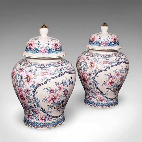 Pair Of Large Vintage Display Vases, Italian, Ceramic, Baluster Urn, Circa 1980