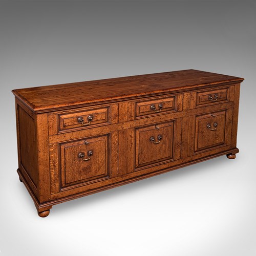 Large Vintage Country House Dresser Base, English, Oak, Georgian Revival, C.1980