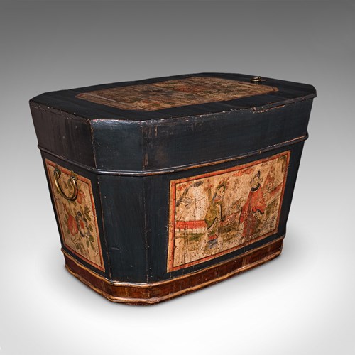 Vintage Decorative Robe Box, Oriental, Linen Storage, Wash Basket, Art Deco