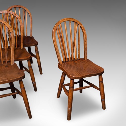 Set Of 4 Side Chairs, English Hoop Back Seats, WWII, Broad Arrow, Reception Hall