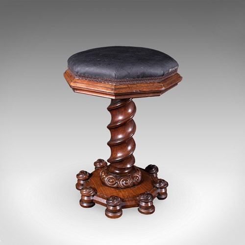 Antique Estate Chapel Organist's Stool, Scottish, Walnut Music Riser, William IV