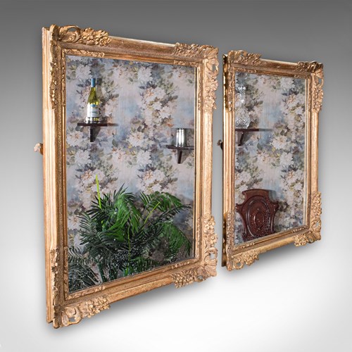 Large Pair Of Antique Wall Mirrors, English, Giltwood, Dressing, Valet, Regency