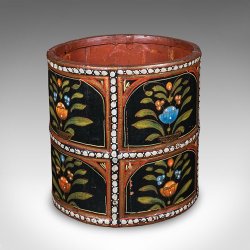 Vintage Storage Bin, English, Handpainted, Waste Paper Basket, Mid Century, 1960