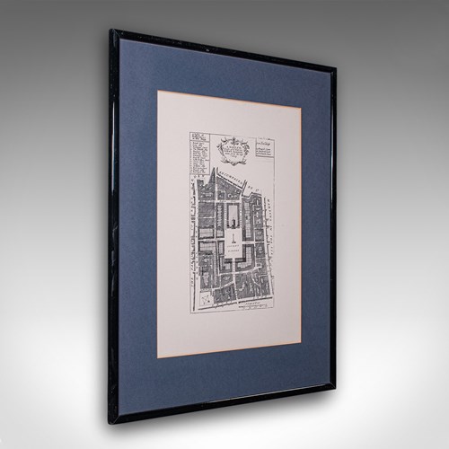 Vintage 18Th Century Street Map, London, Covent Garden, The Strand, Cartography