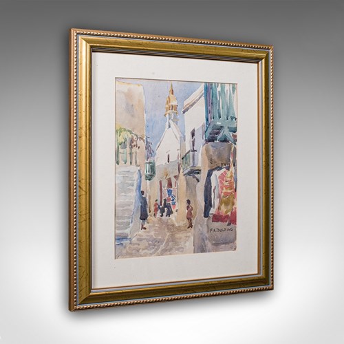 Vintage Watercolour Painting, Mykonos,, English School, Art, Picture, FA Dolding