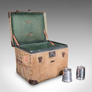 Antique Travel Trunk, English Canva...