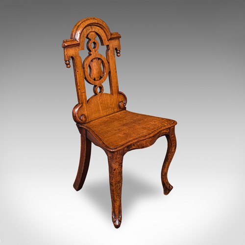 Antique Reception Hall Chair, Scottish, Oak, Side, Occasional Seat, Victorian