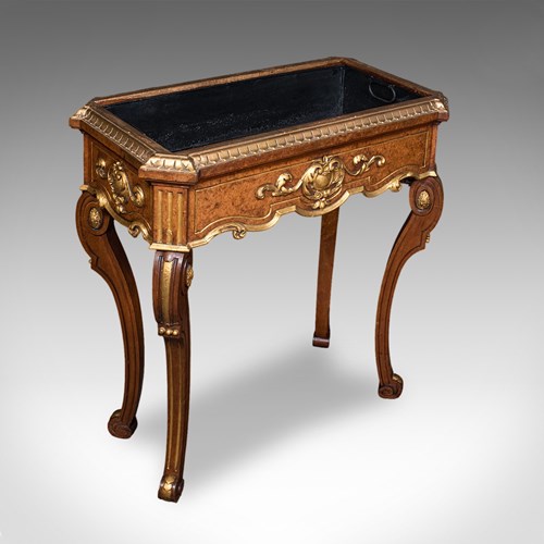 Antique Jardiniere Table, French, Walnut, Planter Stand, Decanter Caddy, Regency