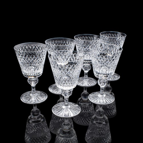Set Of 6 Vintage Claret Glasses, Swedish, Crystal Wine Goblet, Afors Centenary