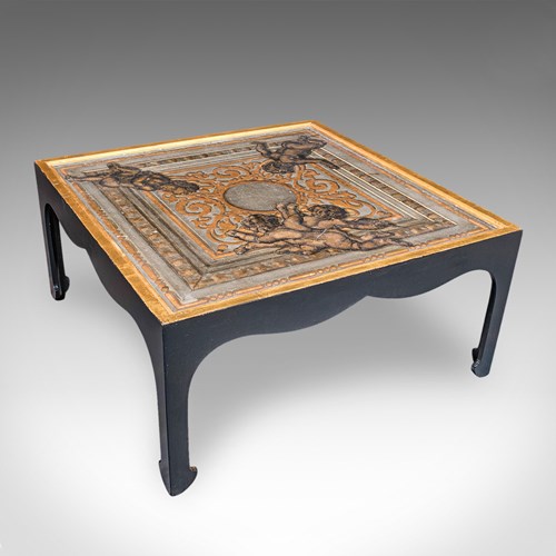 Vintage Chinoiserie Coffee Table, Italian, Ebonised, Gilt, Neoclassical, Accent