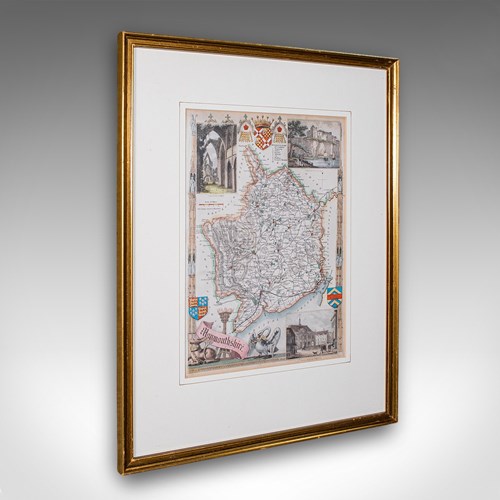 Antique County Map, Monmouthshire, English Framed Print, Thomas Moule, Victorian