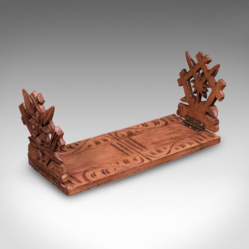 Vintage Extending Book Slide, Anglo Indian, Teak, Novel Stand, Art Deco, C.1930