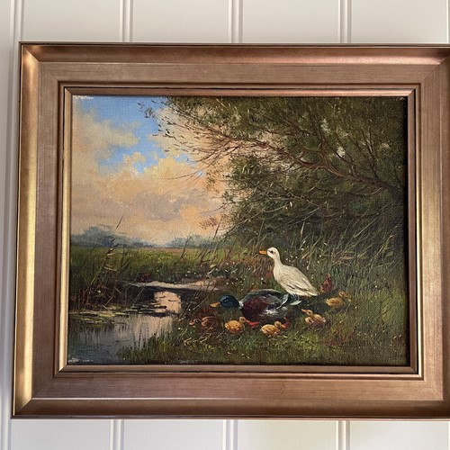Dutch painting of family of ducks 