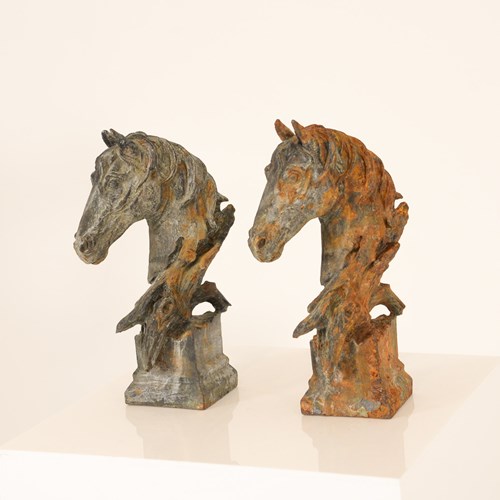 Pair Of Cast Iron Horse Heads