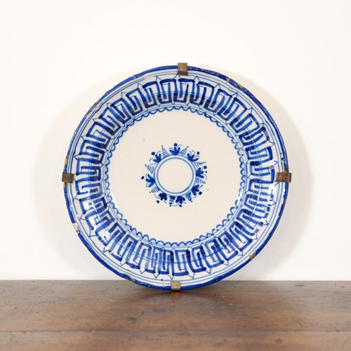 Spanish Blue And White Glazed Plate 5