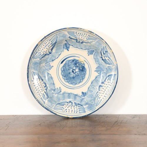 Spanish Blue And White Glazed Plate 6