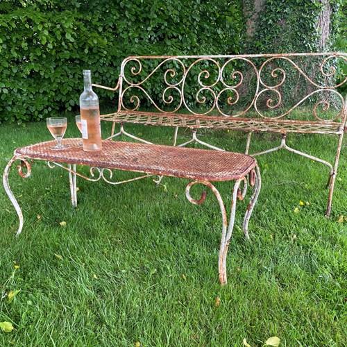Wrought Iron Garden Bench And Table