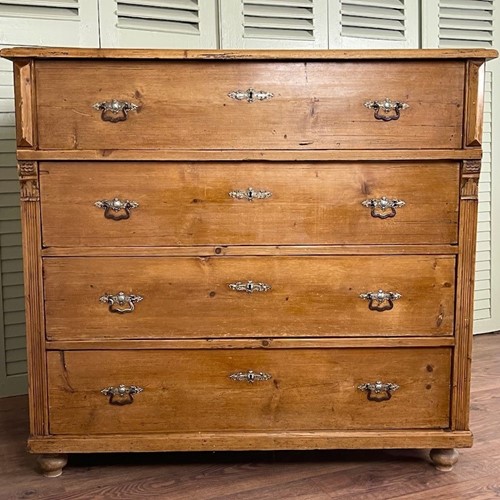 Antique Pine Chest of Drawers, Large 4 over 4