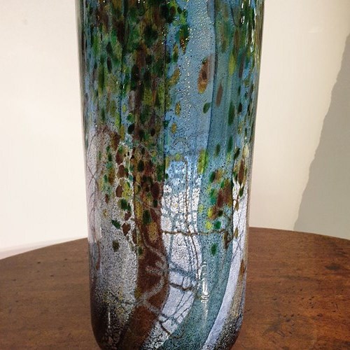 Michael Harris Signed ‘Undercliff’ Isle Of Wight Glass Cylinder Vase