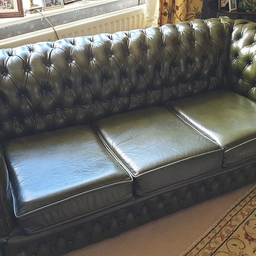Fine Quality Green Leather Chesterfield. C.1960