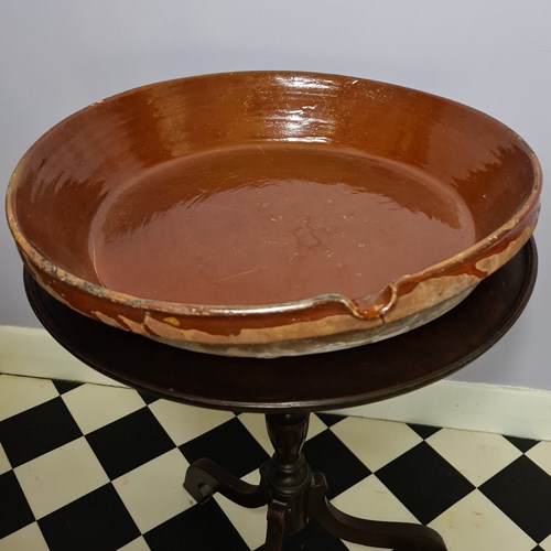 Large 19Th C French Slipware Terracotta Dish