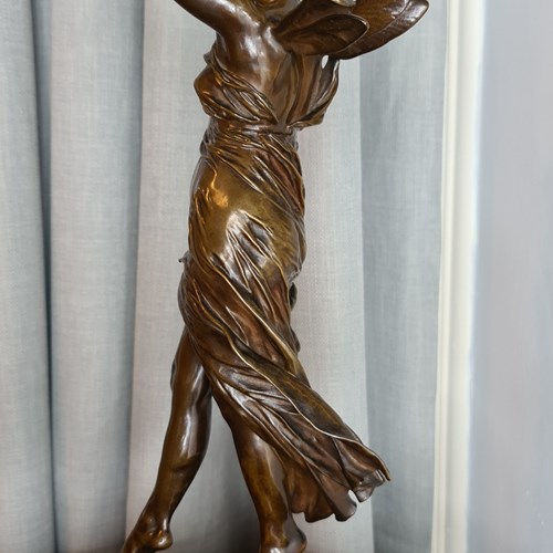 Art Nouveau Bronze Figure La Fee Aux Fleurs By Eugene Delaplanche