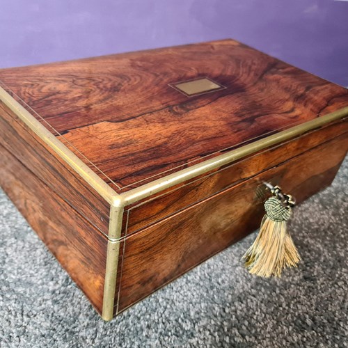 Rosewood Brass Edged And Inlaid Writing Slope C1830