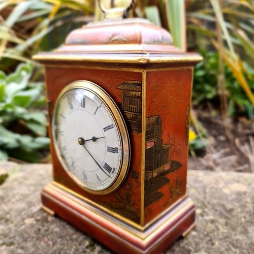 Well Presented Mantel Clock In Chinoiserie Design