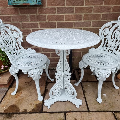 Rare Victorian Christopher Dresser Design Cast-Iron Garden Table With Two Chairs