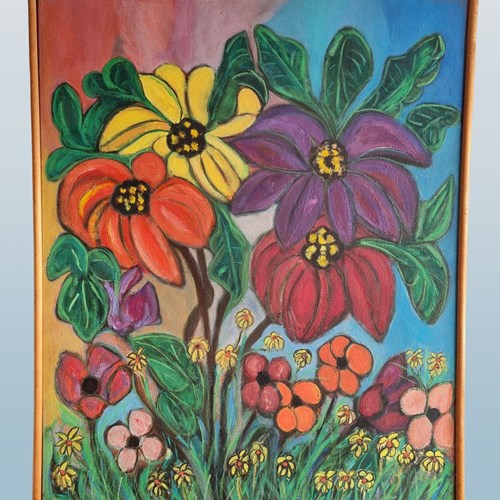 Oil On Canvas – A Vase Of Flowers. Signed J.Milton