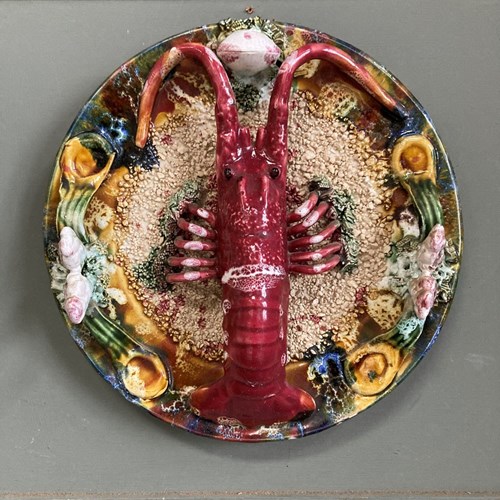 Majolica Palissy-Style Plate - 'Spiny Lobster'