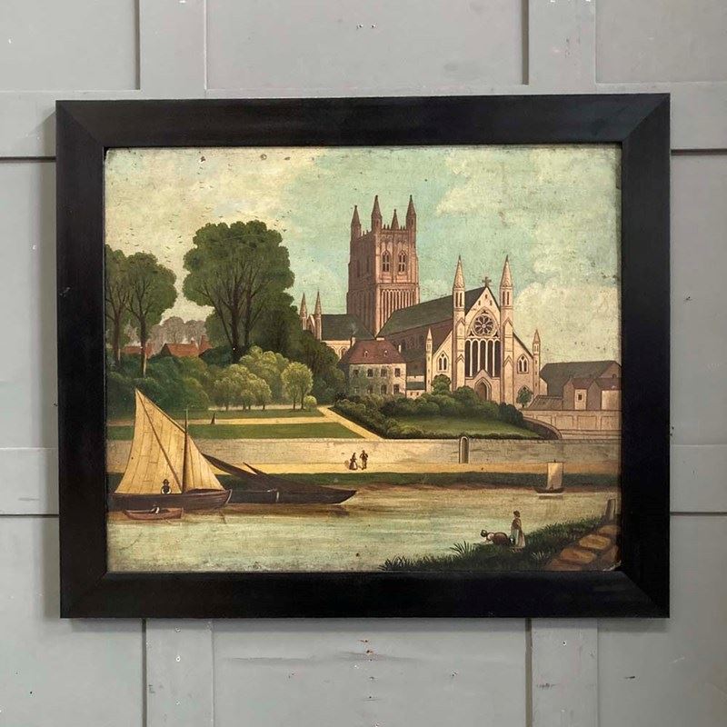 Antique Folk Art Painting - 'Worcester Cathedral'-marc-kitchen-smith-ks7974-img-5601-1000pxjpeg-main-638366922148377632.jpg