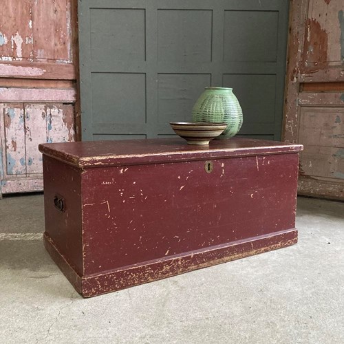 Antique Painted Pine Blanket Box