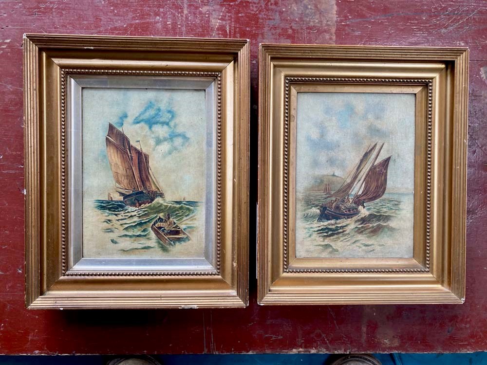 Victorian Cornish Maritime Painting - 'Fishing Boat' - The Hoarde Vintage