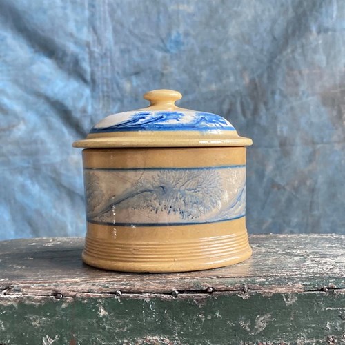 Antique Yellow Mochaware Pot