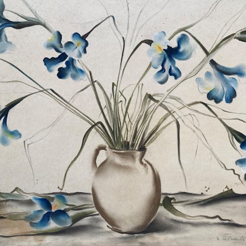 'Blue Iris' - Still Life Painting By Frederick Roberts Johnson