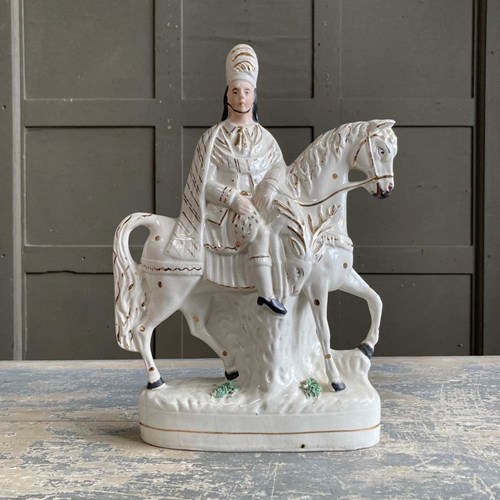 Antique Staffordshire Pottery - Horse And Highlander