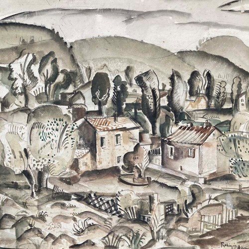 Mid-Century Watercolour Painting - Rural Landscape