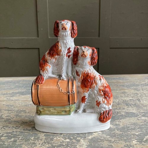 Antique Staffordshire Pottery Spaniels