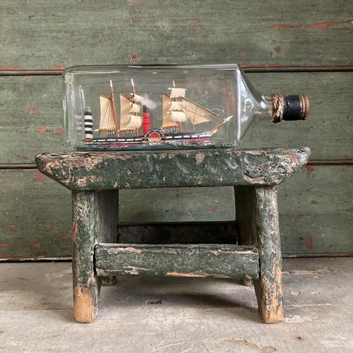 Vintage Ship In A Bottle - Paddle Steamer