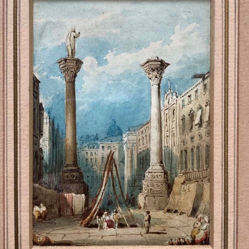 19Th C. 'Grand Tour' Watercolour - Piazza Del Signori, Vicenza